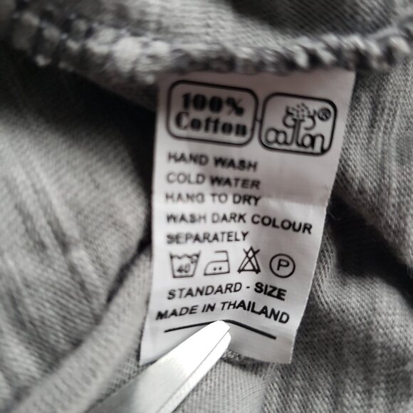 Gray Cotton Raw Edge PEEL Tank Top w Sheep and Guitar Player screen print Design - Picture 11 of 12